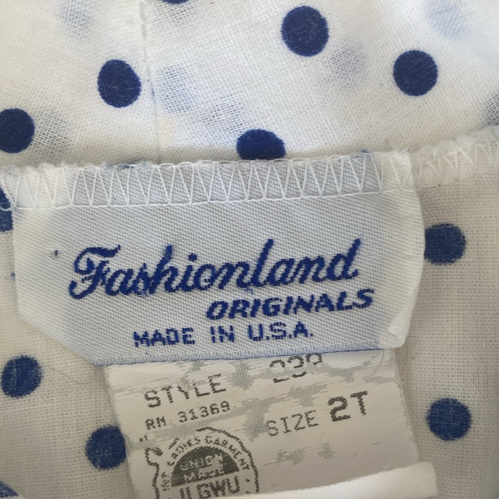 Vintage 80s navy and white nautical dot dress size 2T - Picture 3 of 9